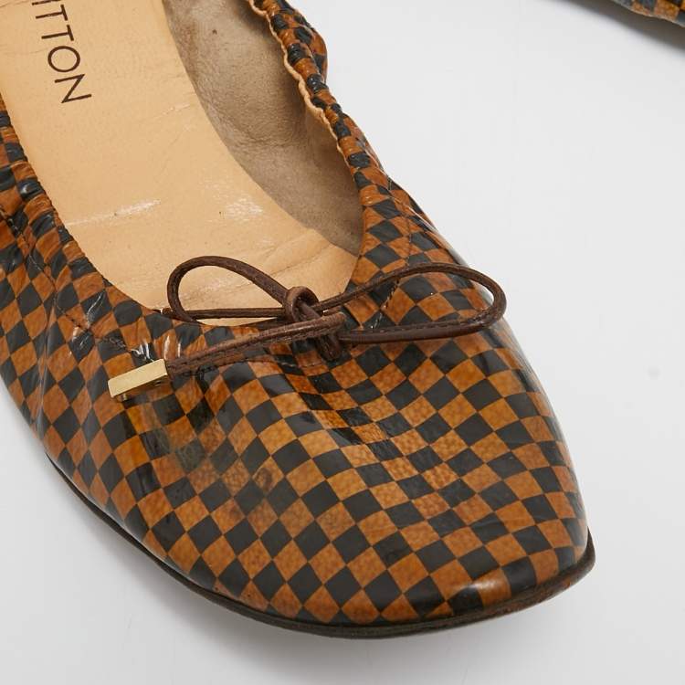 Pre Owned Louis Vuitton Brown Coated Canvas, Ballet Flats Size 37