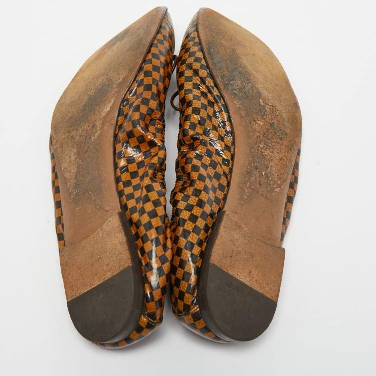 Pre Owned Louis Vuitton Brown Coated Canvas, Ballet Flats Size 37