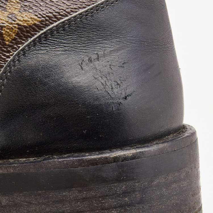 Pre Owned Louis Vuitton Brown/Black Monogram Wonderland Ranger Boots Size 39