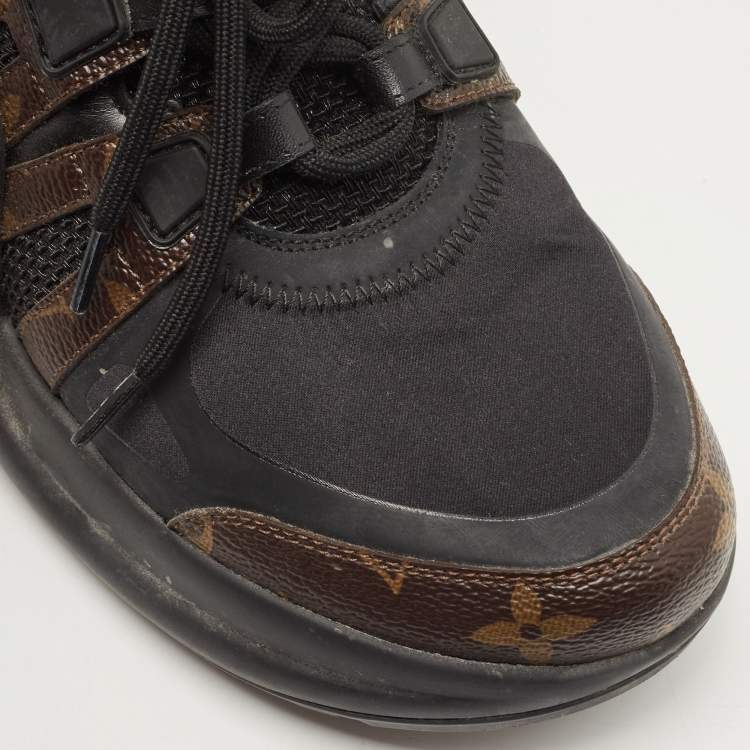 Pre Owned Louis Vuitton Brown/Black Canvas and Leather Archlight Sneakers Size 38.5