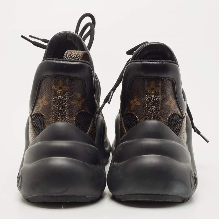 Pre Owned Louis Vuitton Brown/Black Canvas and Leather Archlight Sneakers Size 38.5