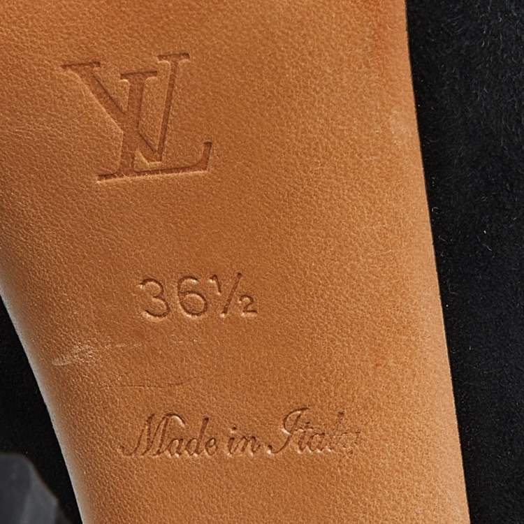 Pre Owned Louis Vuitton Black Suede Tonka Slingback Sandals Size 36.5