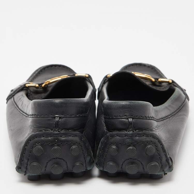 Pre Owned Louis Vuitton Black Leather Oxford Loafers Size 36