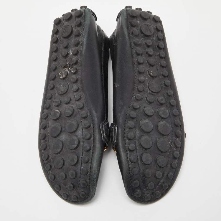 Pre Owned Louis Vuitton Black Leather Oxford Loafers Size 36