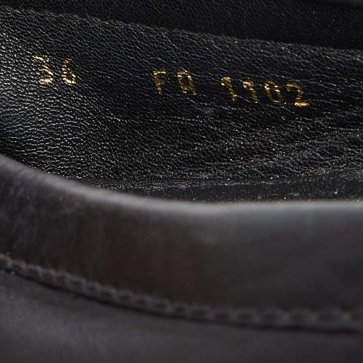 Pre Owned Louis Vuitton Black Leather Oxford Loafers Size 36
