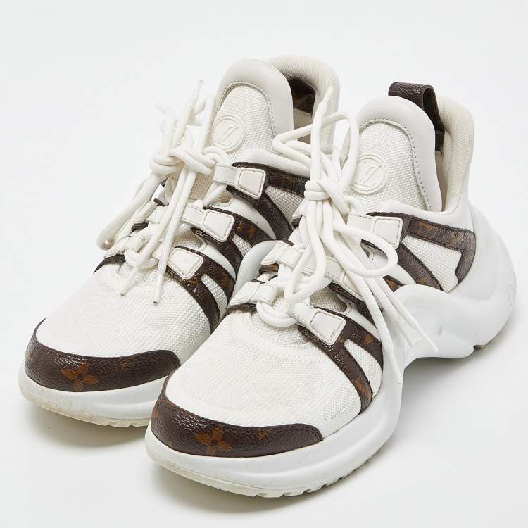 Louis Vuitton White/Brown Monogram Nylon, Leather Archlight Sneakers Size  38 Louis Vuitton
