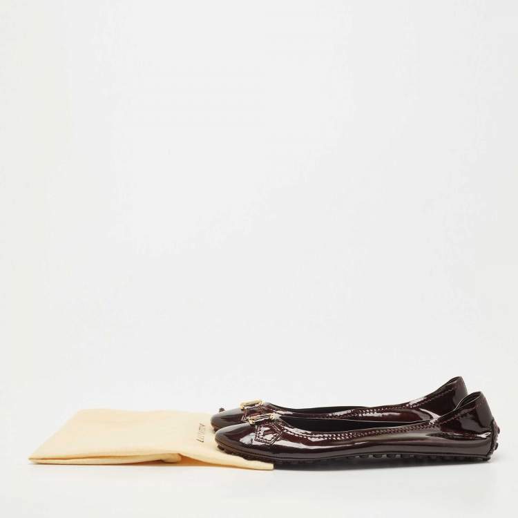 Pre Owned Louis Vuitton Burgundy Patent Oxford Ballet Flats Size 41
