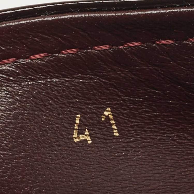 Pre Owned Louis Vuitton Burgundy Patent Oxford Ballet Flats Size 41