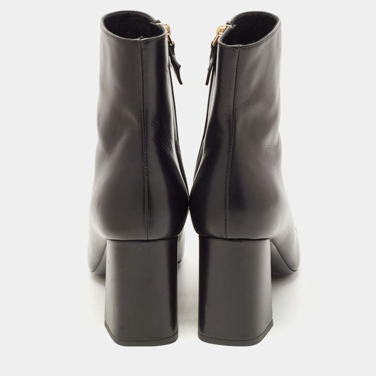 Pre Owned Louis Vuitton Black Leather Madeline Boots Size 38.5