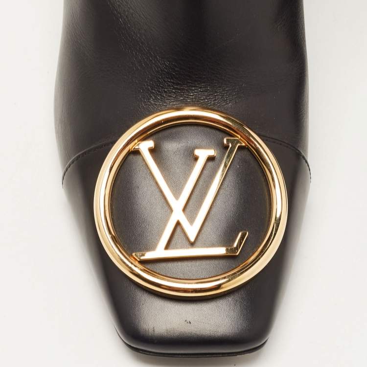 Pre Owned Louis Vuitton Black Leather Madeline Boots Size 38.5