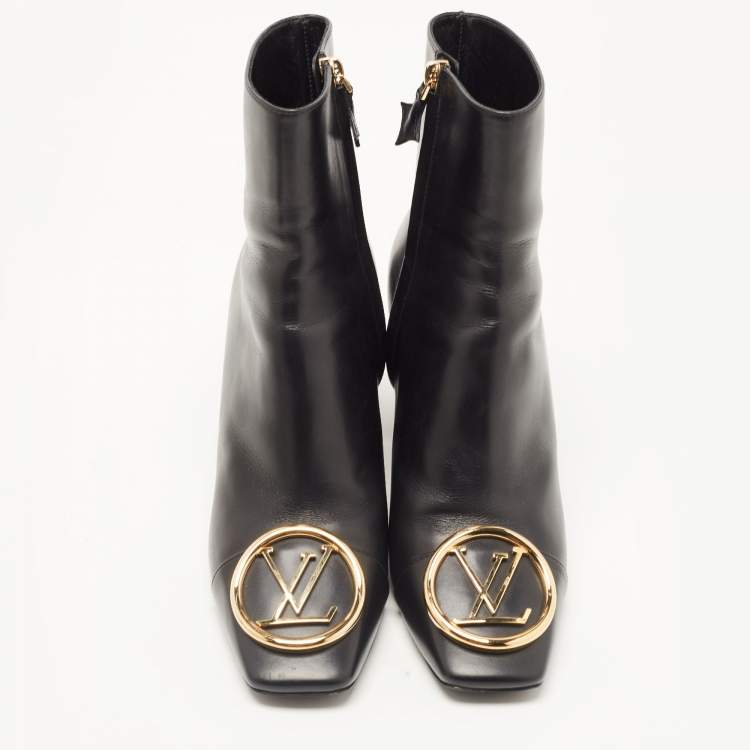 Pre Owned Louis Vuitton Black Leather Madeline Boots Size 38.5