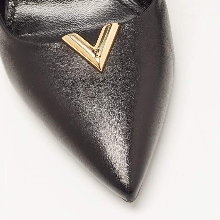 Pre Owned Louis Vuitton Black Leather Heart Breaker Pointed Toe Pumps Size 36.5