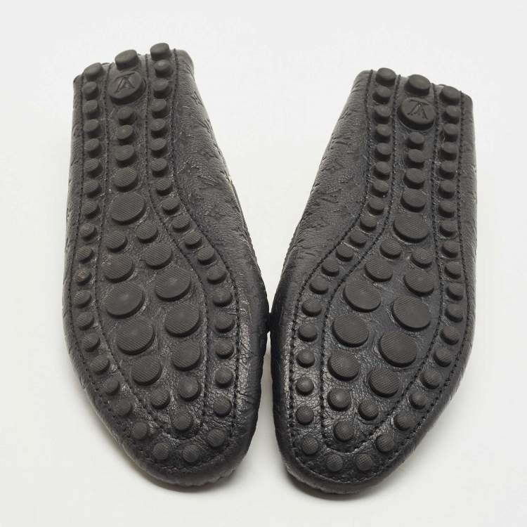 Pre Owned Louis Vuitton Black Leather Gloria Bow  Slip On Loafers Size 37