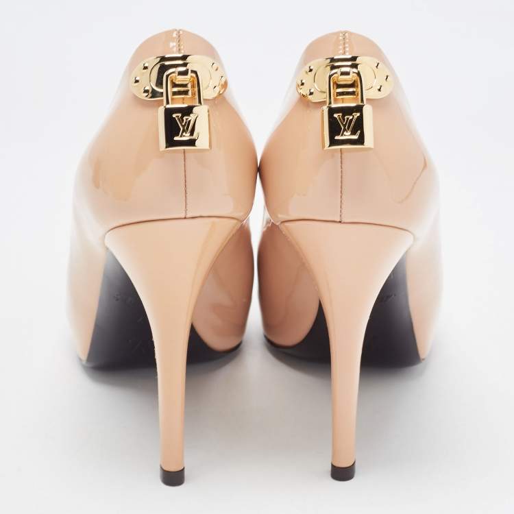 Pre Owned Louis Vuitton Beige Patent Leather Oh Really! Pumps Size 37