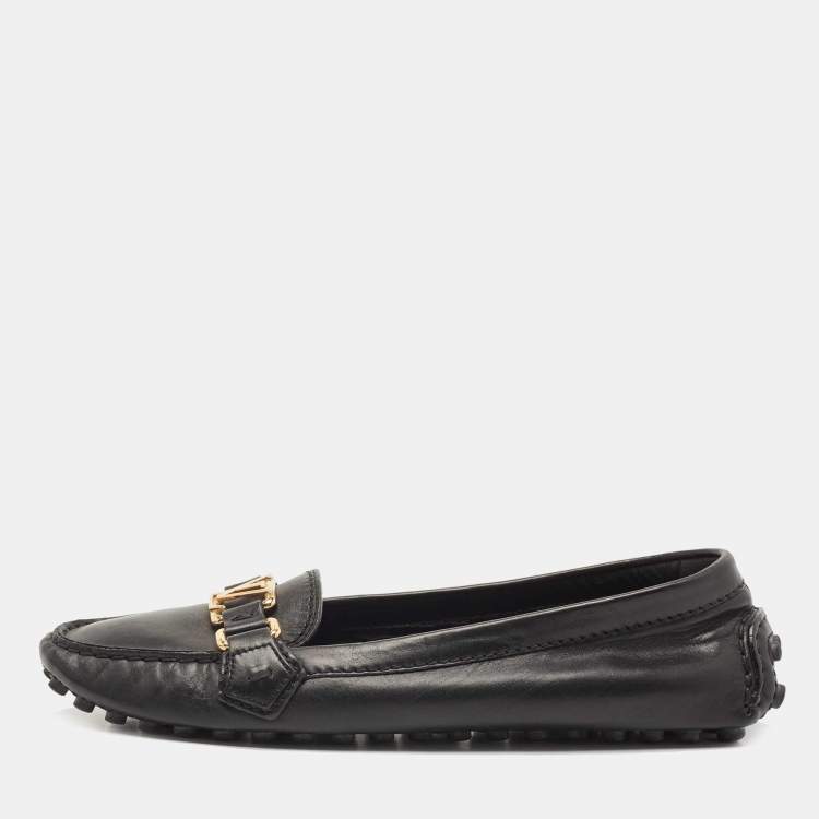 Pre Owned Louis Vuitton Black Leather Oxford Loafers Size 39