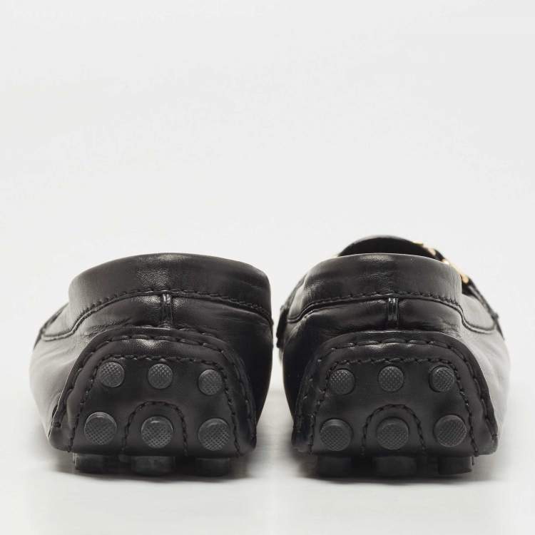 Pre Owned Louis Vuitton Black Leather Oxford Loafers Size 39