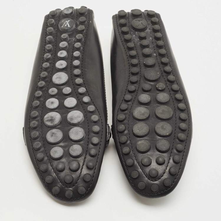 Pre Owned Louis Vuitton Black Leather Oxford Loafers Size 39