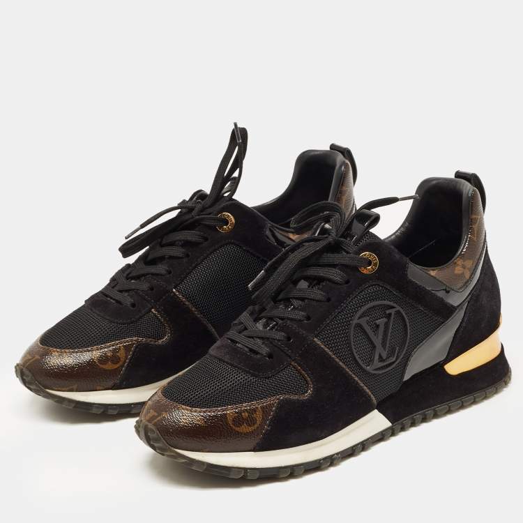 Louis Vuitton Brown/Black Monogram Coated Canvas and Leather Run Away Low Top Sneakers Size 37.5