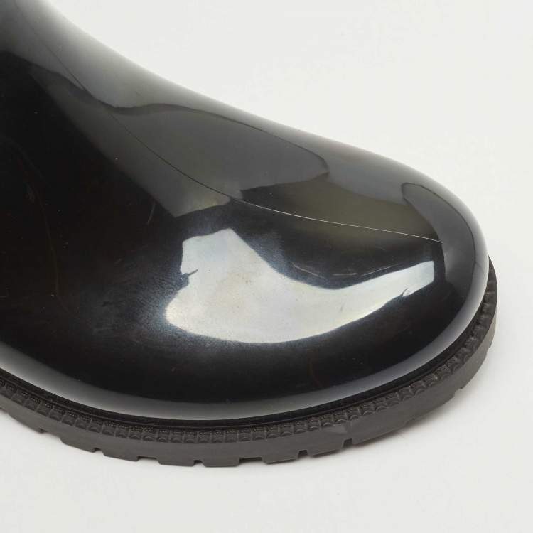 Pre Owned Louis Vuitton Black Rubber Studded Rain Boots Size 38