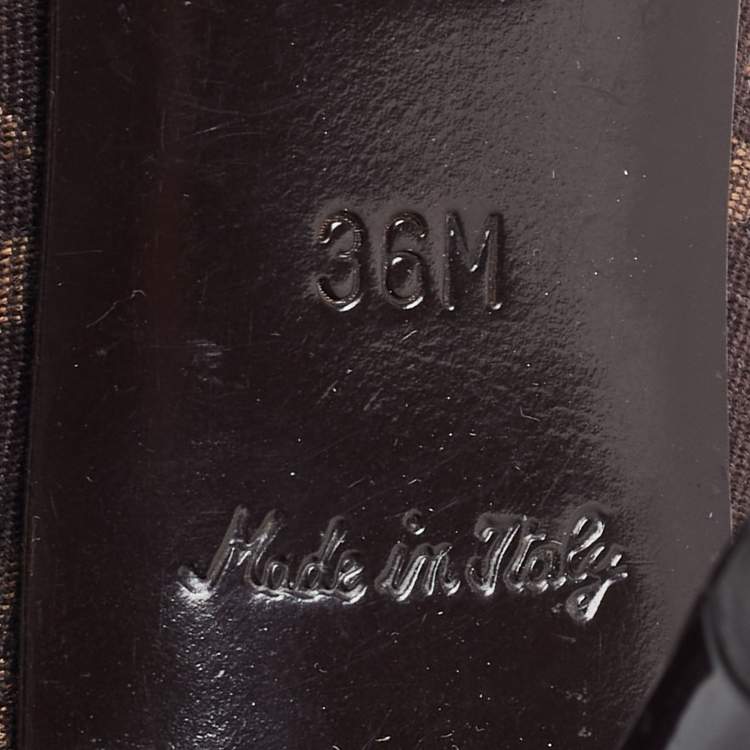 Pre Owned Louis Vuitton Brown Monogram Canvas and Patent Leather Buckle Pumps Size 36