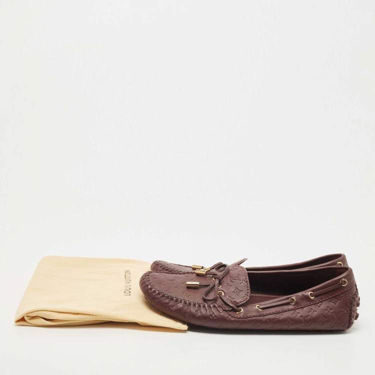 Pre Owned Louis Vuitton Burgundy Leather Gloria Loafers Size 39