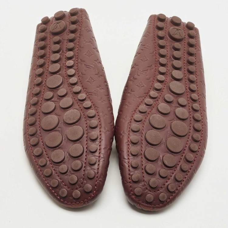 Pre Owned Louis Vuitton Burgundy Leather Gloria Loafers Size 39