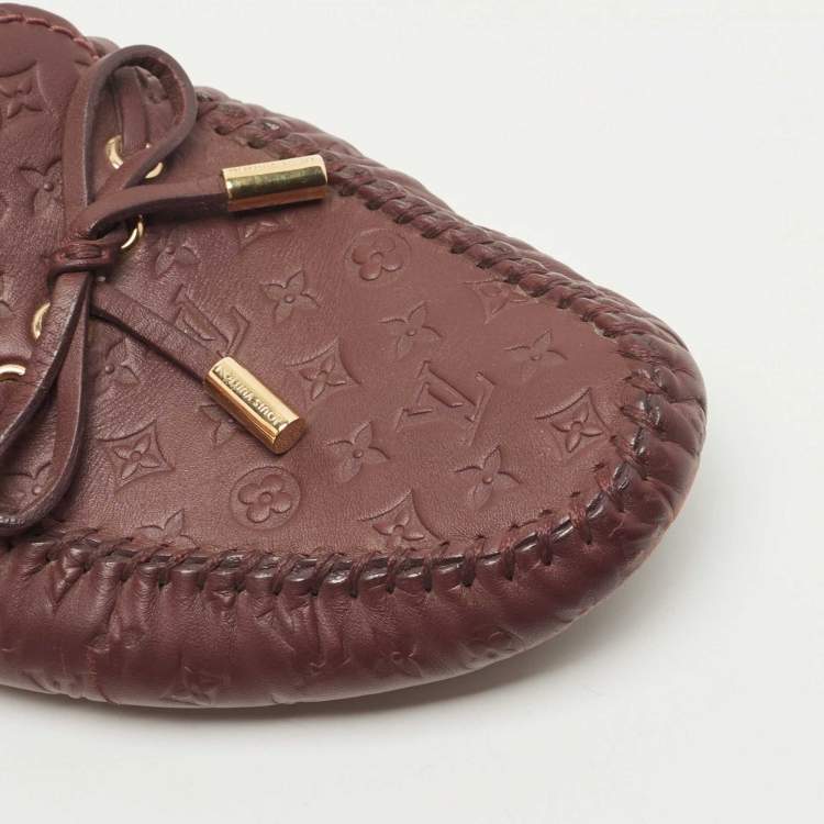 Pre Owned Louis Vuitton Burgundy Leather Gloria Loafers Size 39