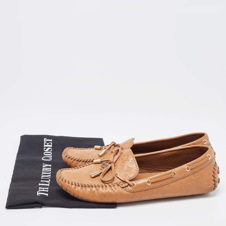 Pre Owned Louis Vuitton Brown Leather Gloria Loafers Size 40