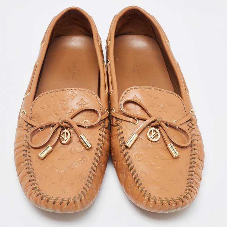 Pre Owned Louis Vuitton Brown Leather Gloria Loafers Size 40