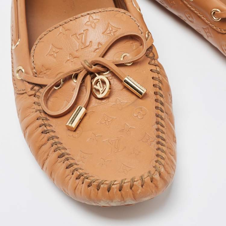 Pre Owned Louis Vuitton Brown Leather Gloria Loafers Size 40
