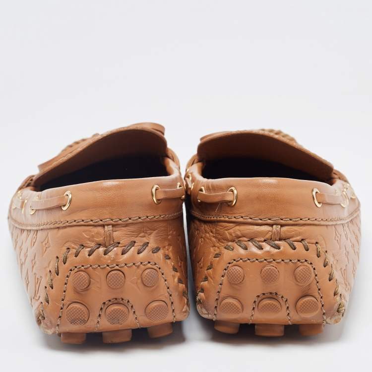 Pre Owned Louis Vuitton Brown Leather Gloria Loafers Size 40