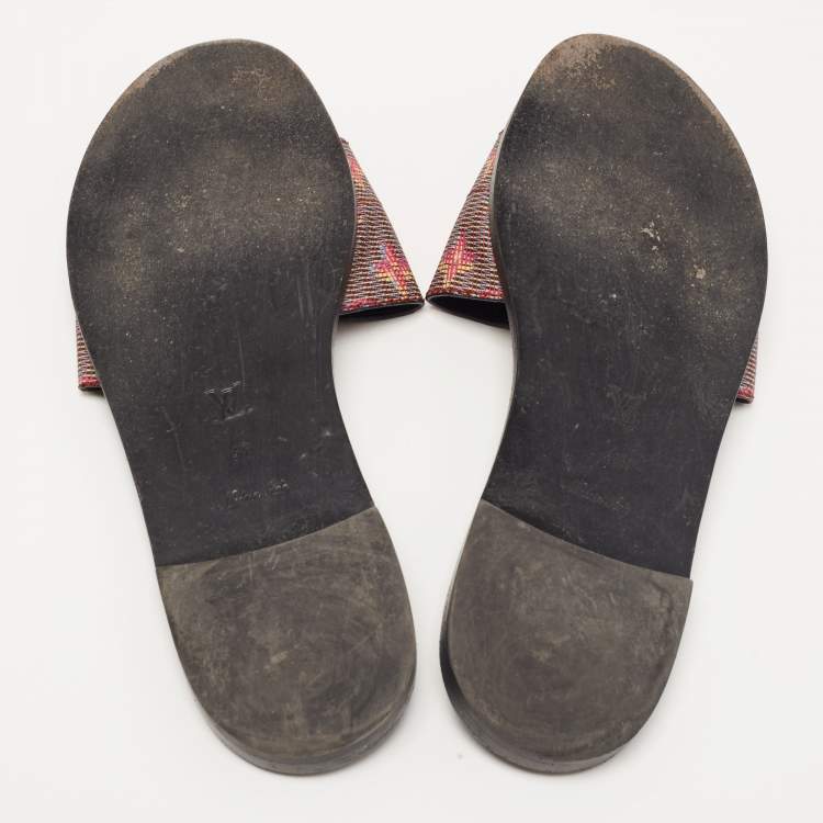 Pre Owned Louis Vuitton Multicolor Monogram Canvas Lock It Mule Sandals Size 41