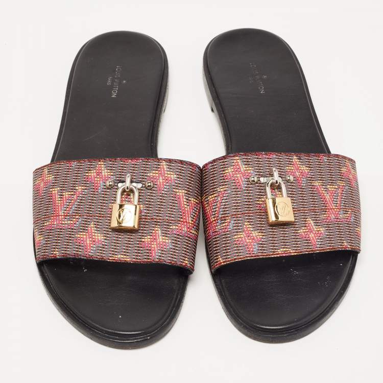 Pre Owned Louis Vuitton Multicolor Monogram Canvas Lock It Mule Sandals Size 41