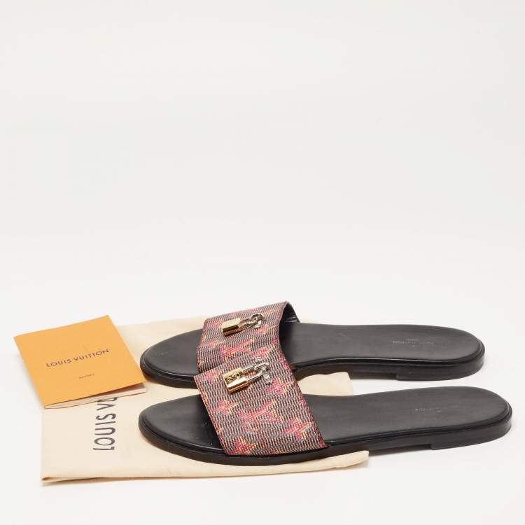 Pre Owned Louis Vuitton Multicolor Monogram Canvas Lock It Mule Sandals Size 41