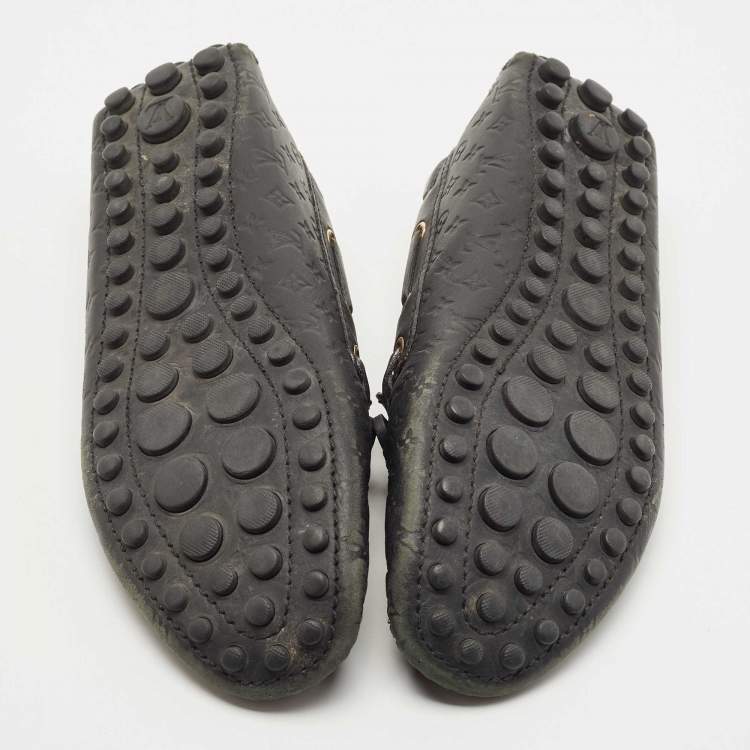 Pre Owned Louis Vuitton Black Monogram Empreinte Leather Gloria Loafers Size 37.5