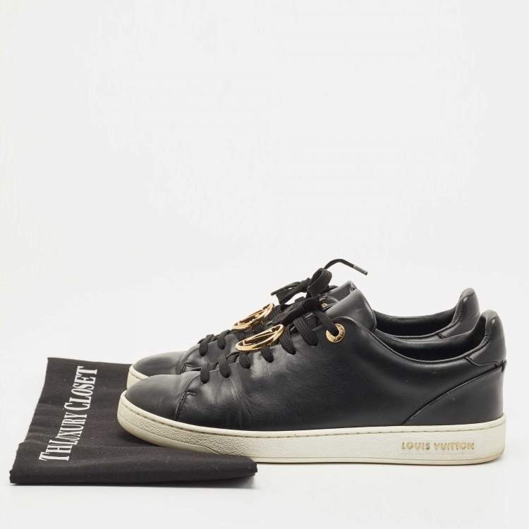 Pre Owned Louis Vuitton Black Leather Frontrow Sneakers Size 36.5