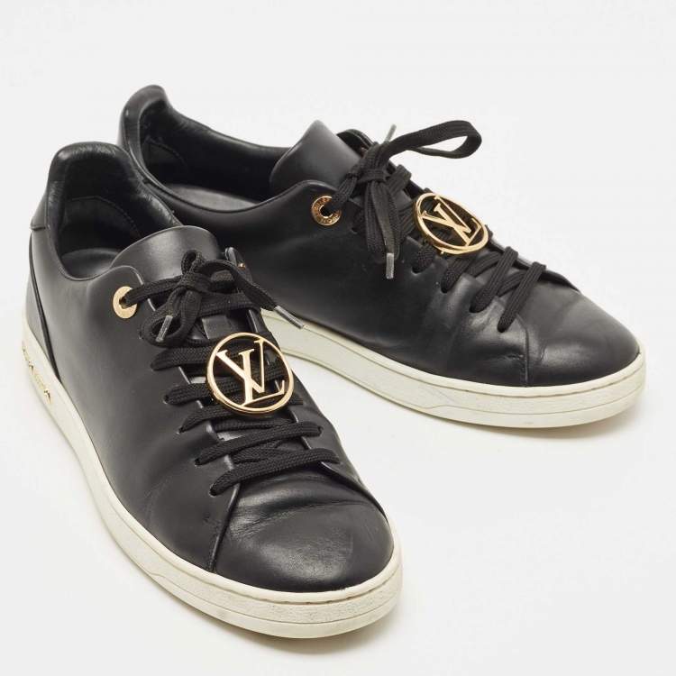 Pre Owned Louis Vuitton Black Leather Frontrow Sneakers Size 36.5
