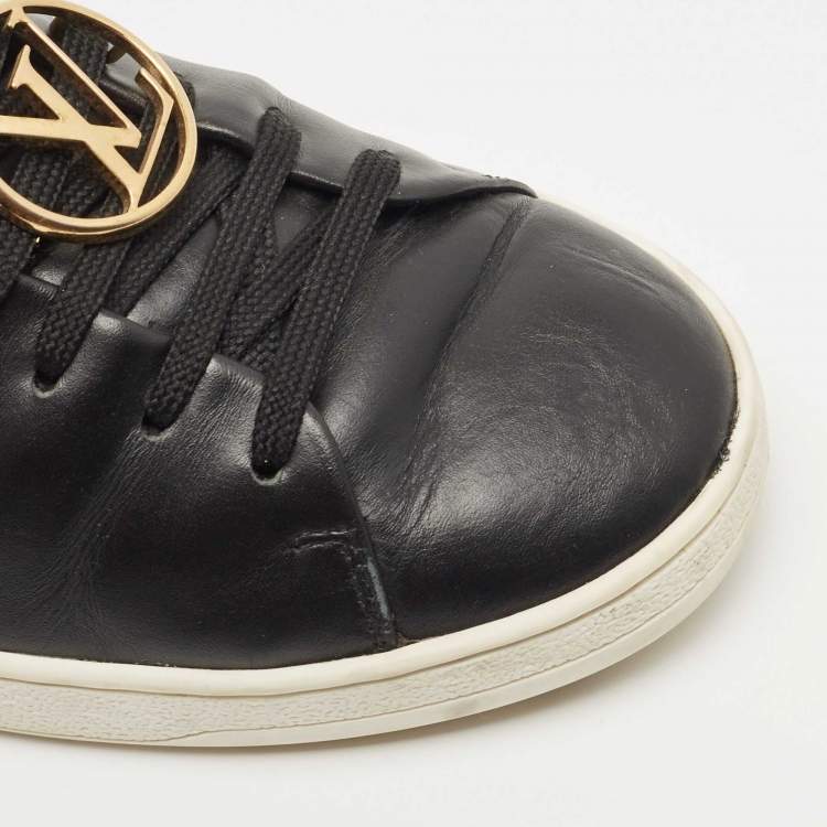 Pre Owned Louis Vuitton Black Leather Frontrow Sneakers Size 36.5
