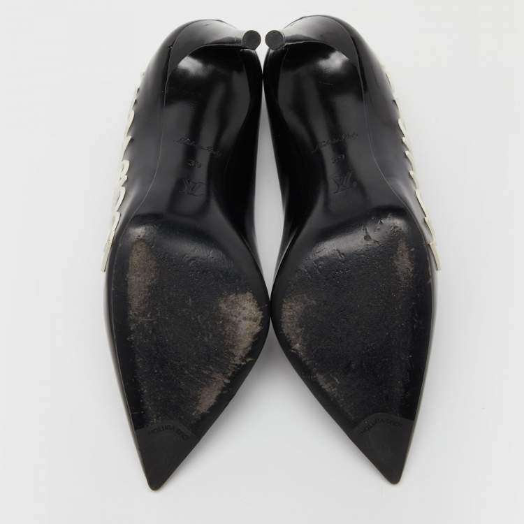 Pre Owned Louis Vuitton Black Leather Call Back Pointed Toe Pumps Size 39