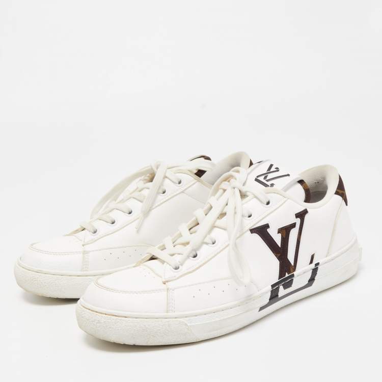 Louis Vuitton White Leather and Monogram Fabric Charlie Sneakers Size 37.5