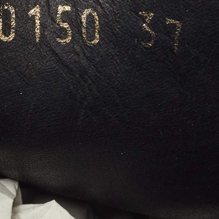 Pre Owned Louis Vuitton Black/White Monogram Embossed Leather Low Top Sneakers Size 37