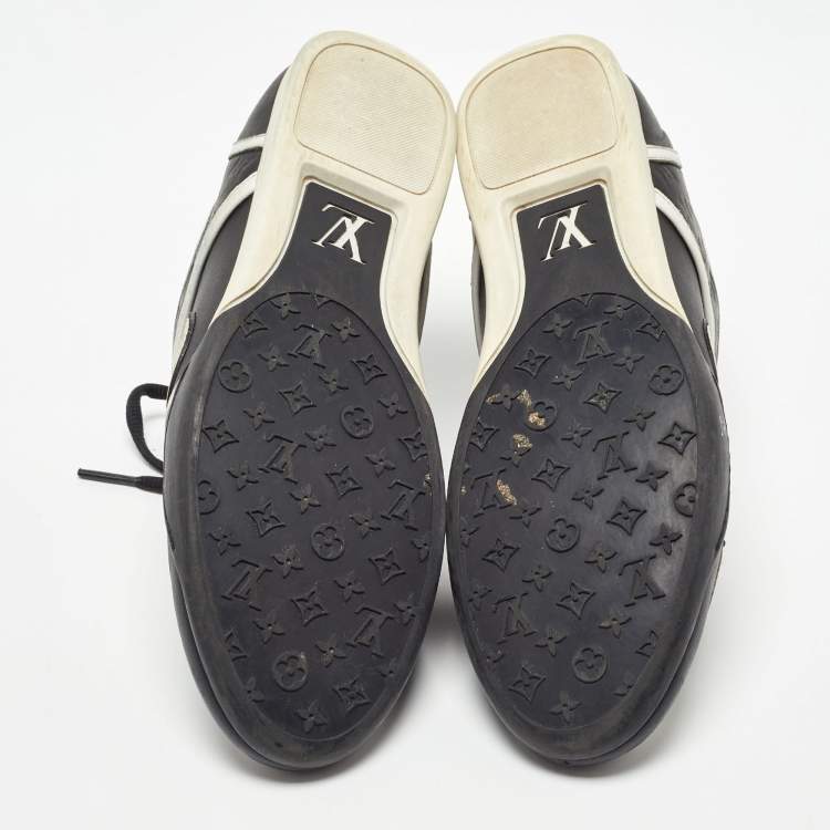 Pre Owned Louis Vuitton Black/White Monogram Embossed Leather Low Top Sneakers Size 37
