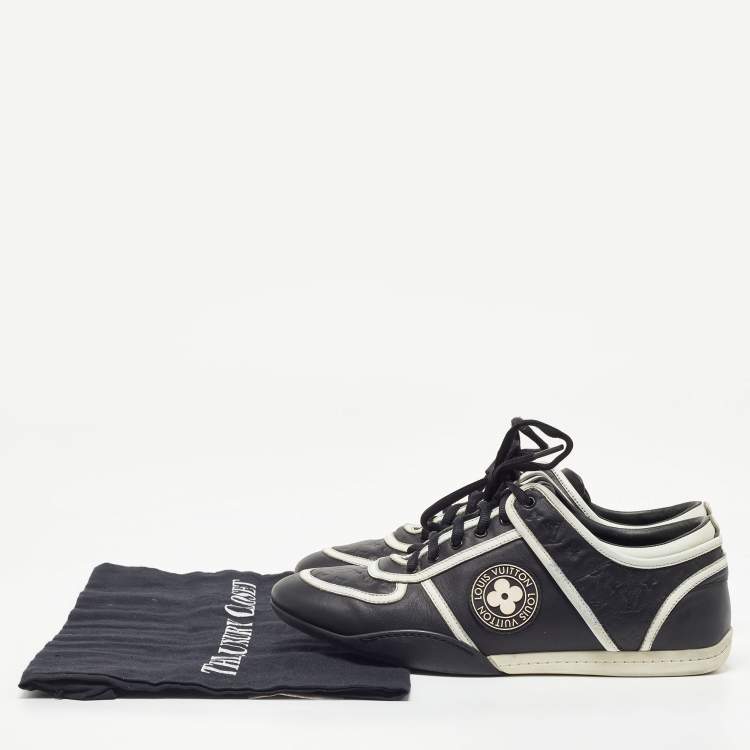 Pre Owned Louis Vuitton Black/White Monogram Embossed Leather Low Top Sneakers Size 37