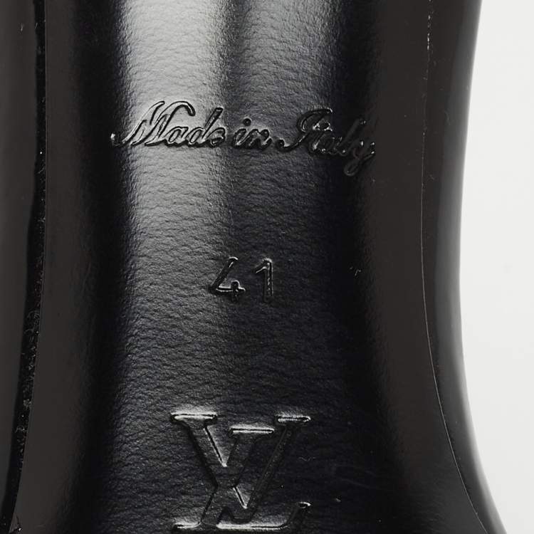 Pre Owned Louis Vuitton Black Leather Slide Sandals Size 41