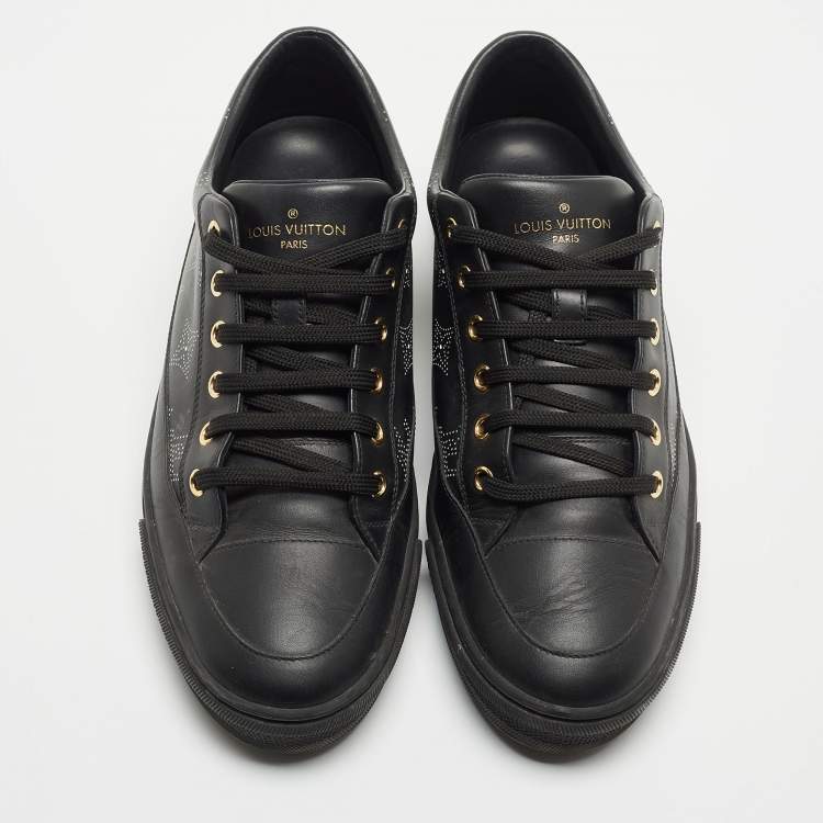 Pre Owned Louis Vuitton Black Leather Stellar Low Top Sneakers Size 40