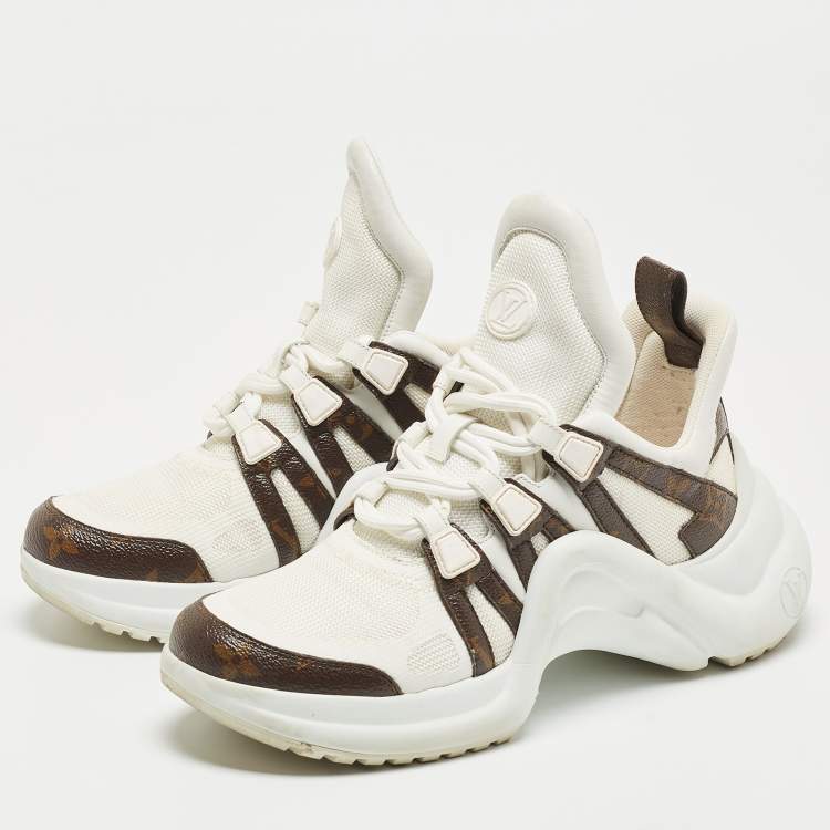 Louis Vuitton Silver/White Leather and Mesh Archlight Sneakers
