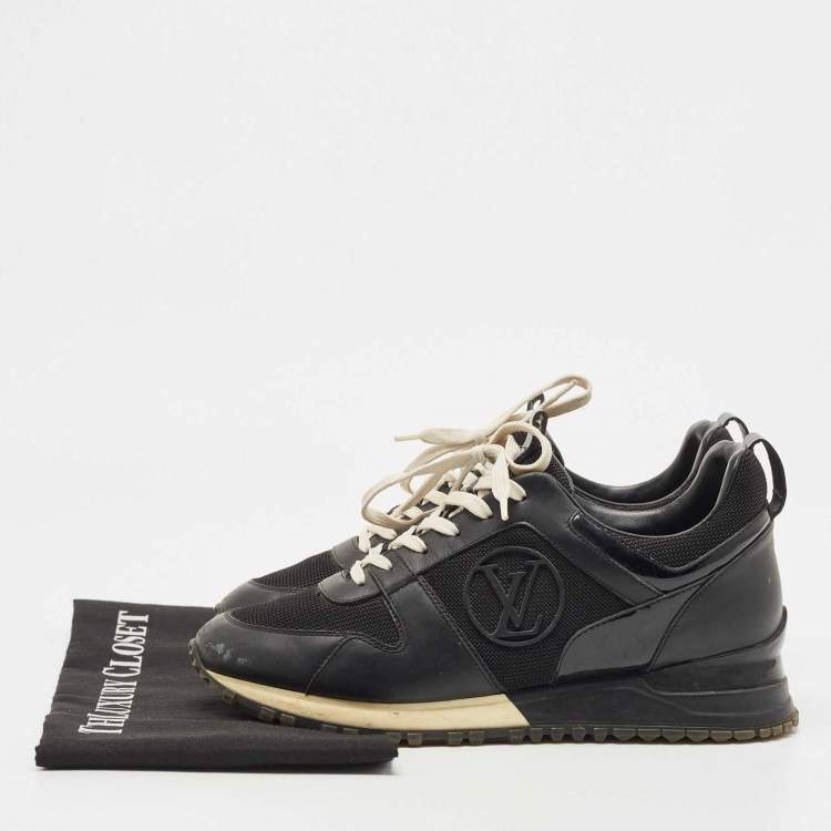 Pre Owned Louis Vuitton Black Leather and Mesh Run Away Sneakers Size 38