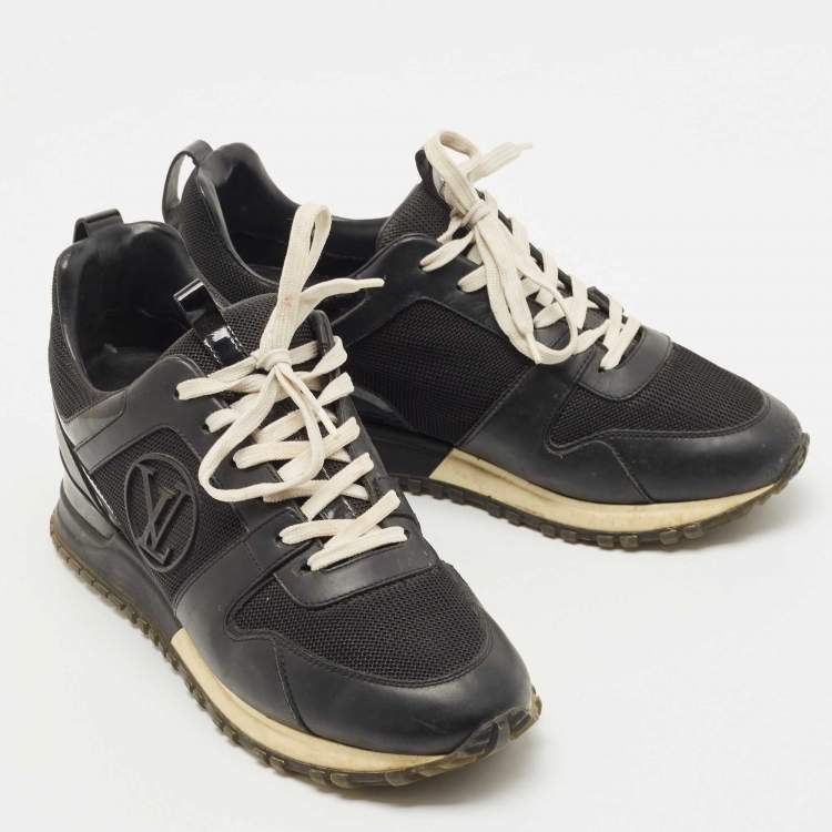 Pre Owned Louis Vuitton Black Leather and Mesh Run Away Sneakers Size 38