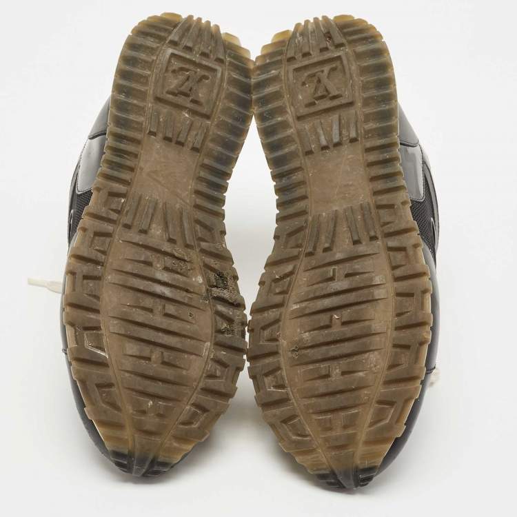 Pre Owned Louis Vuitton Black Leather and Mesh Run Away Sneakers Size 38