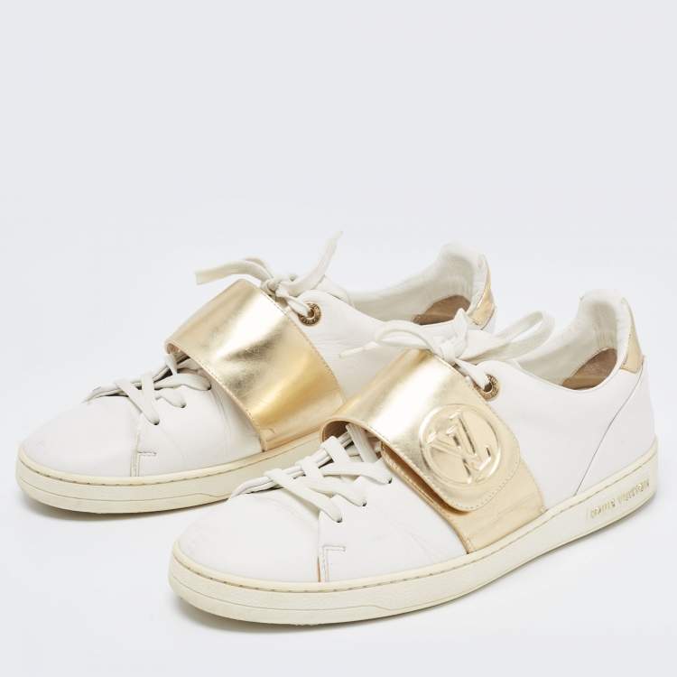 Louis Vuitton White/Gold Leather FRONTROW Sneakers Size 41